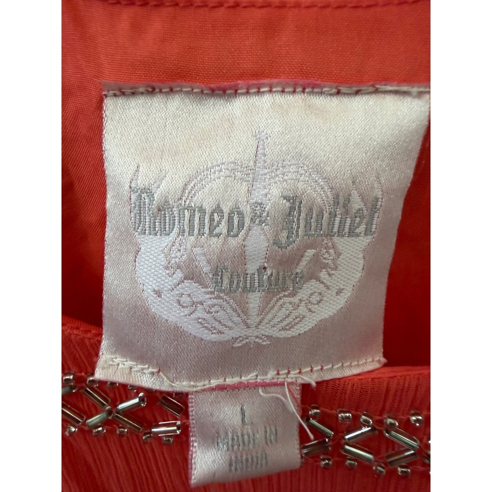 Romeo & Juliet Couture Coral Beaded Blouson Mini Dress RJ25043 Womens Large NWT - Picture 6 of 7